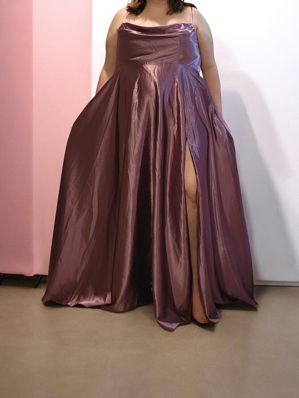 AZAZIE ELLE A-LINE METALLIC SATIN DRESS IN WISTERIA